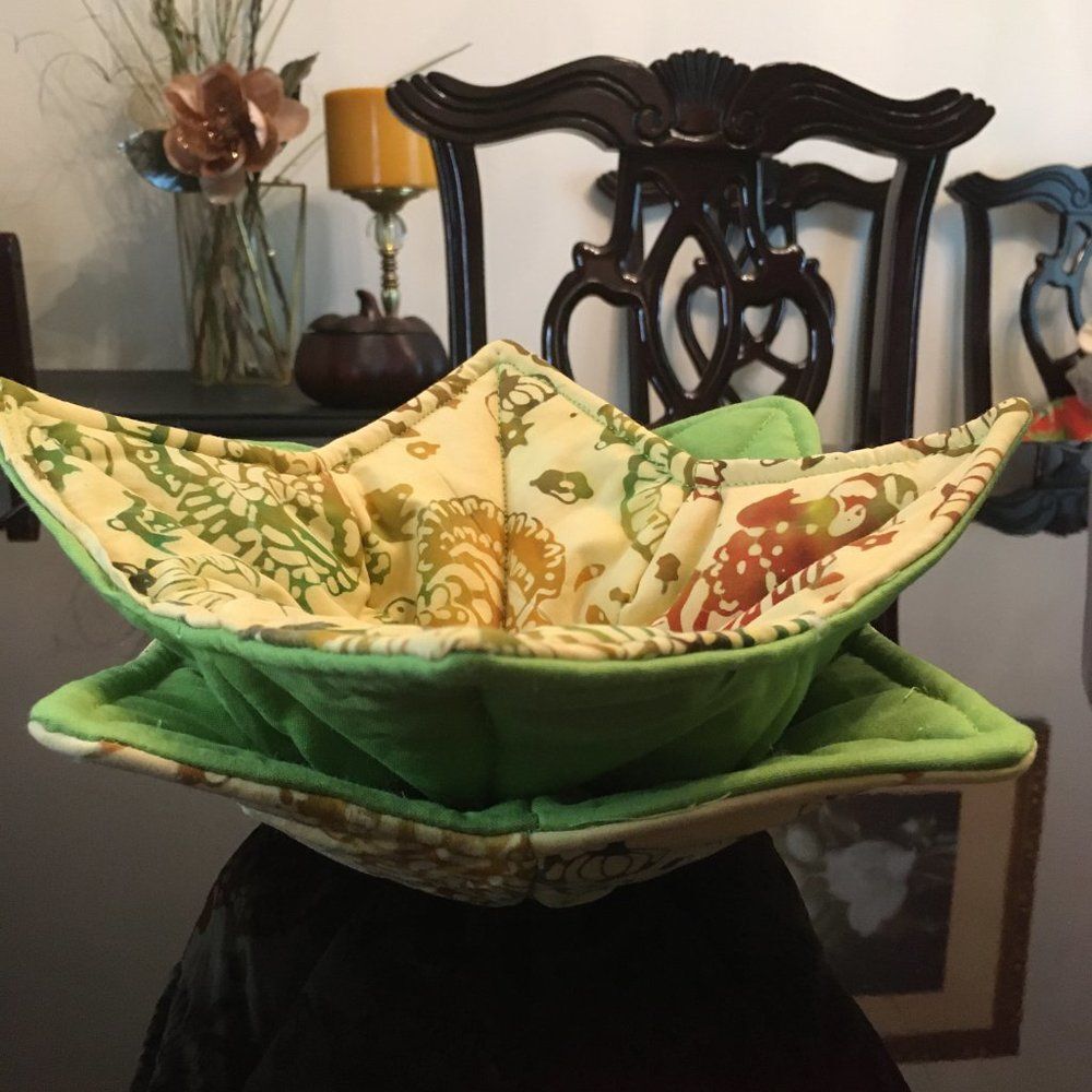 Bowl Cozies (Set of 2) with Turkey Fabric Holiday Gifts and Stocking Stuffers